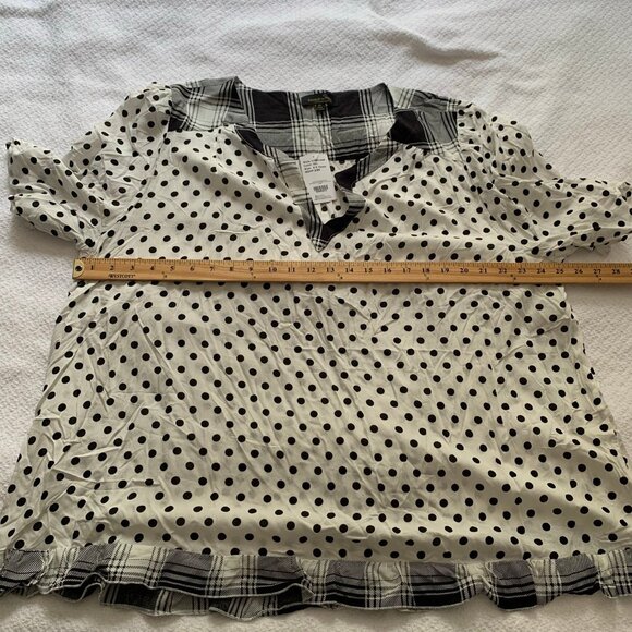 NEW Suzanne Betro retro black white mixed pring collared short sleeve blouse top - Picture 9 of 10